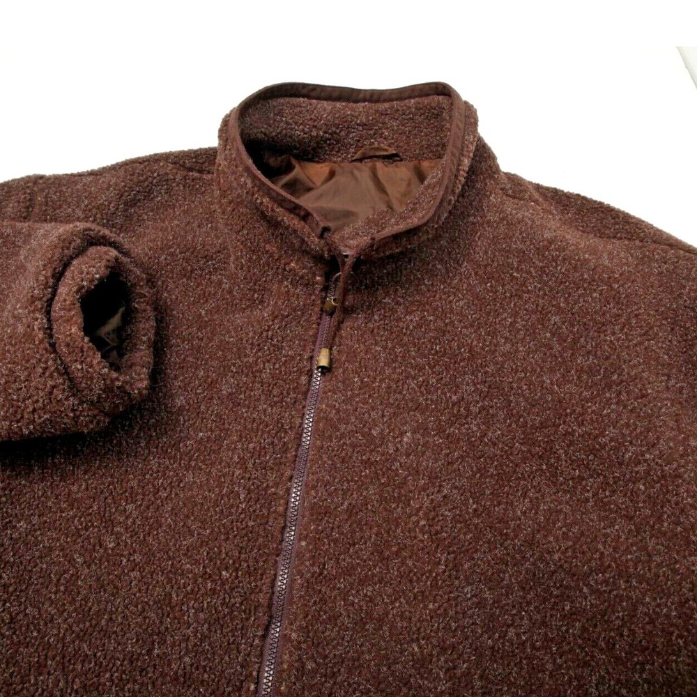 Carlo Briani Fleece Jacket Mens 2X Brown Full Zip Sherpa Lined Mock Neck 728012
